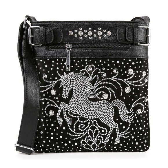 Rhinestone Stallion Crossbody – Sparkly Western Horse Bling Bag, Vegan Leather - Picture 1 of 5